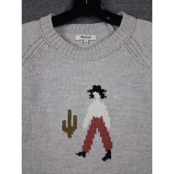 Madewell Womens Sweater Medium Gray El Rancho Merino Wool Boxy Casual Crew - Picture 2 of 8
